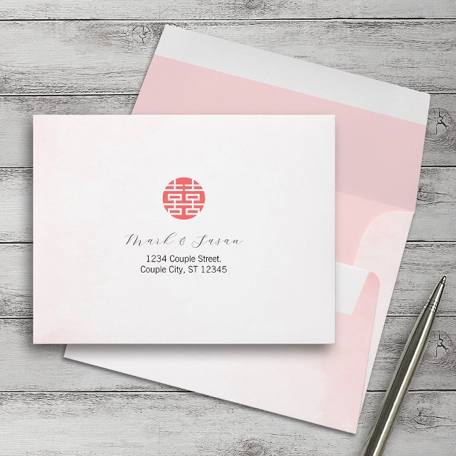 Chinese Watercolor Wedding RSVP Envelopes (Creator Uploaded)