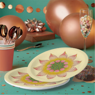 Chinese Waterlily Flower Design Paper Plates
