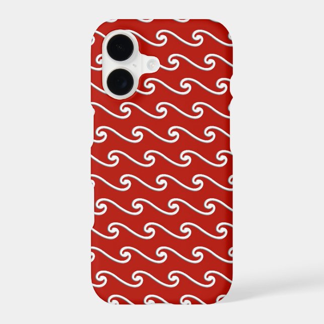Chinese wave pattern - white on deep red (Back)