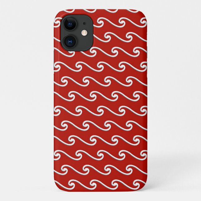 Chinese wave pattern - white on deep red Case-Mate iPhone case (Back)