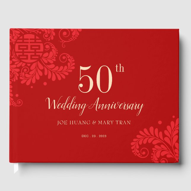 Chinese Wedding Anniversary Guest Book (RED) (Front)