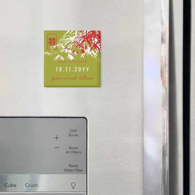 Chinese Wedding Bamboo Modern Save The Date Magnet (In Situ (Fridge))