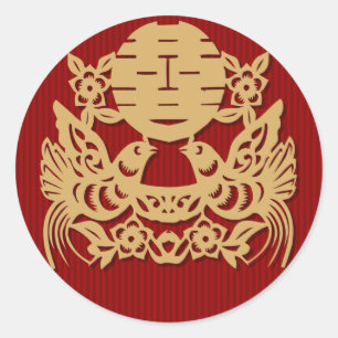 Chinese wedding double happiness pattern stickers