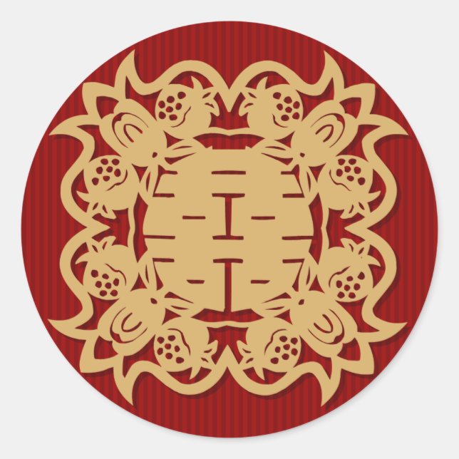 Chinese wedding double happiness red stickers (Front)