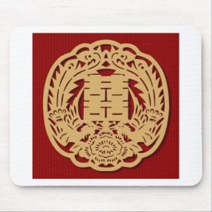 Chinese Wedding Double Happiness Sticker (v2) Mouse Pad