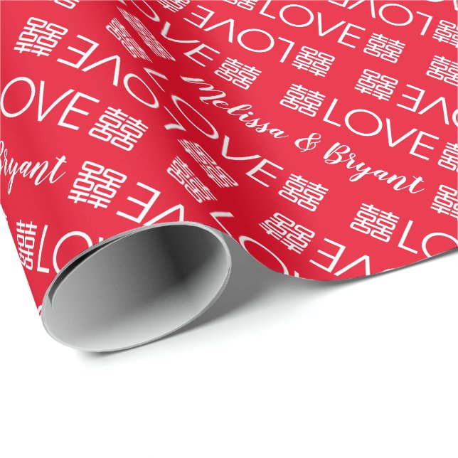Chinese Wedding Double Happiness Wrapping Paper (Roll Corner)