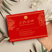 Chinese wedding dragon phoenix red traditional