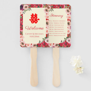 Chinese wedding garden double happiness program hand fan