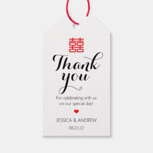 Chinese Wedding Gift Tag with Double Happiness