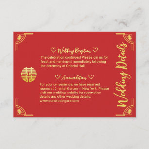 Chinese wedding golden frame circle details enclosure card