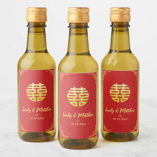 Chinese wedding golden frame double xi wine label