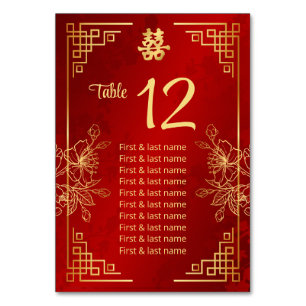 Chinese Wedding Guest Names Table Number