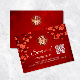 Chinese Wedding RSVP Online   QR Code Enclosure Card