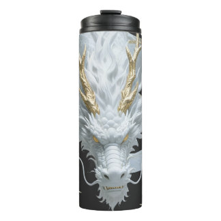Chinese White Gold Dragon Art Fantasy Design With Thermal Tumbler