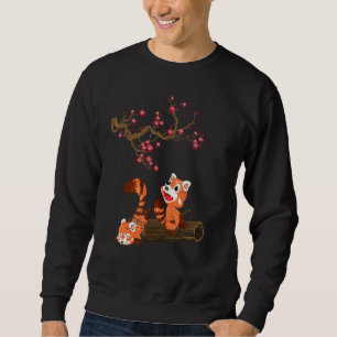 Chinese Wildlife Animal Cherry Blossom Sakura Red Sweatshirt