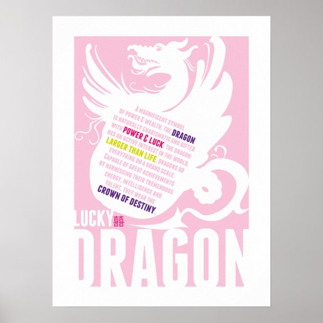 Chinese Year of the Dragon - Girls Room or Shower Poster (Front)