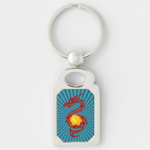 Chinese Year of the Dragon Metalic Red Key Ring