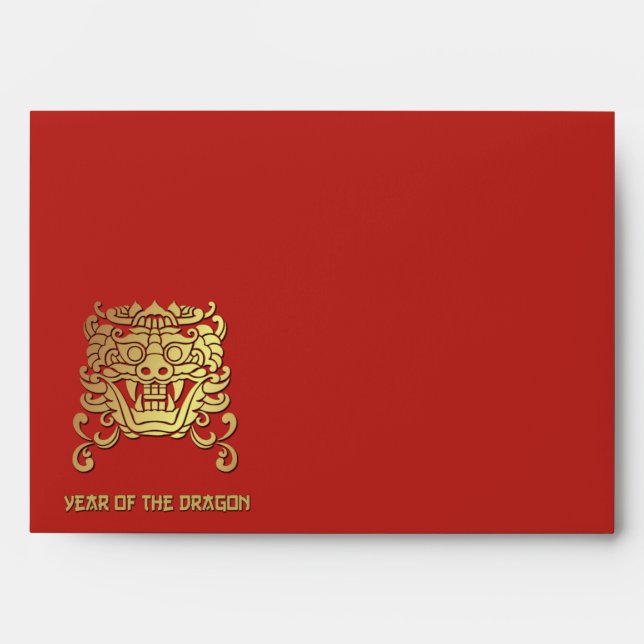 Chinese Year of the Dragon Red Gold Envelope (Front)