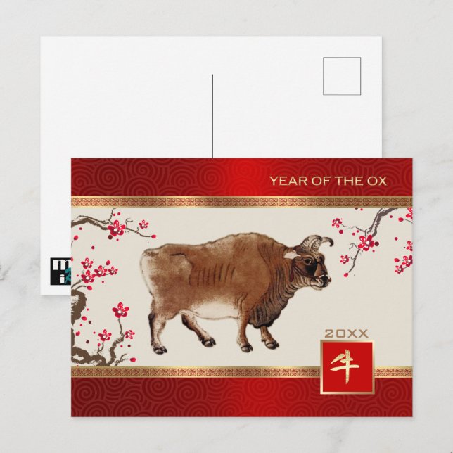Chinese Year of the Ox | Custom Year Postcard (Front/Back)