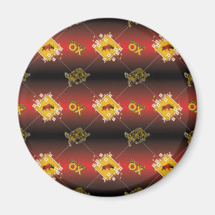 Chinese Year of the Ox Elegant Floral Red on Black Magnet