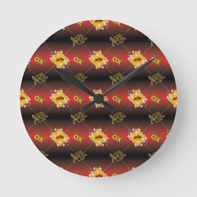 Chinese Year of the Ox Elegant Floral Round Clock (Front)