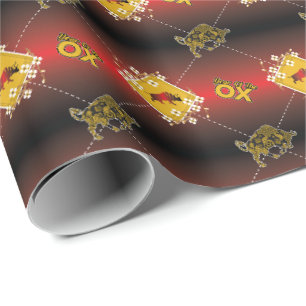 Chinese Year of the Ox Elegant Floral Wrapping Paper