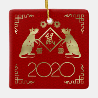 Chinese Year of the Rat 2020 Ceramic Ornament
