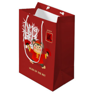 Chinese Year of the Rat Custom Name & Year Medium Gift Bag