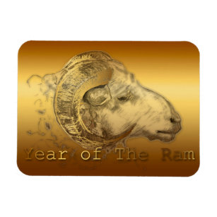 Chinese Year of The Sheep or Ram Golden  Magnet