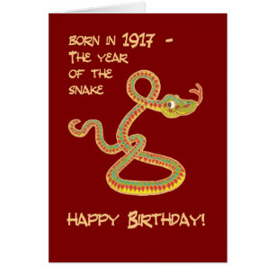 Chinese Year of the Snake Birthday Card, 1917