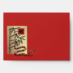 Chinese Year of the Snake Red Gold Hongbao Envelopes
