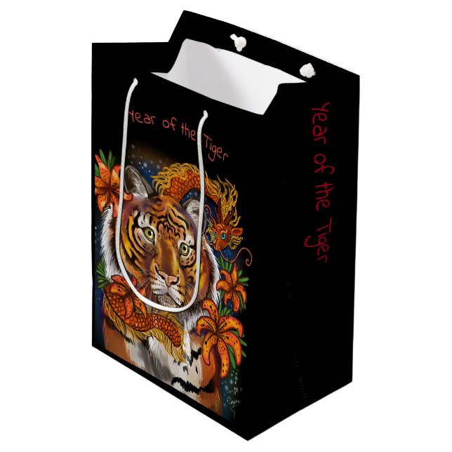 Chinese Year of the Tiger  Medium Gift Bag (Front Angled)