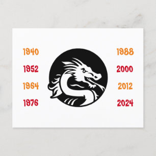 Chinese Years of the Dragon 1940 to 2024 Postcard
