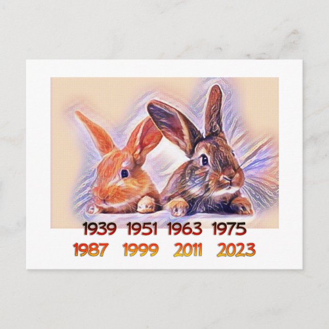 Chinese Years of the Rabbit stylised art Postcard (Front)