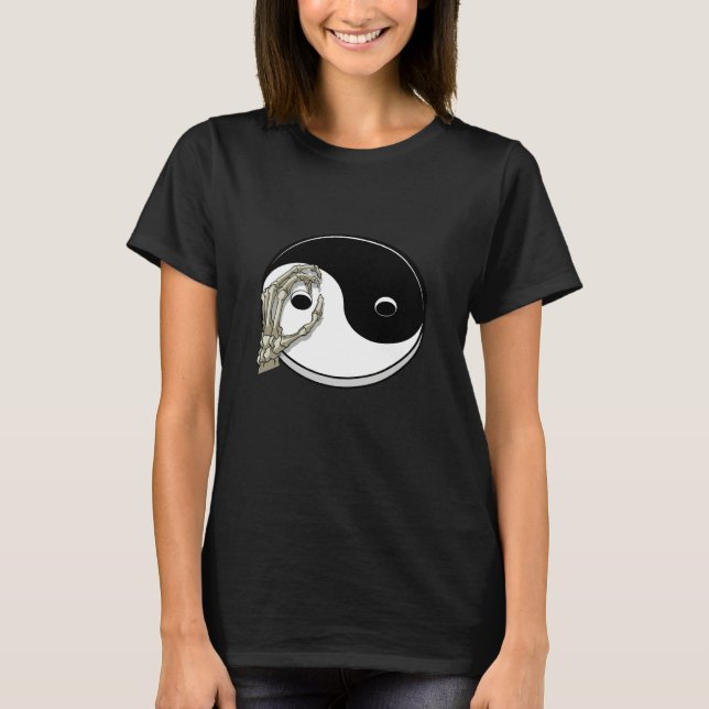 Chinese Yin and Yang Skeleton Hand Tai Chi Yoga Na T-Shirt (Front)