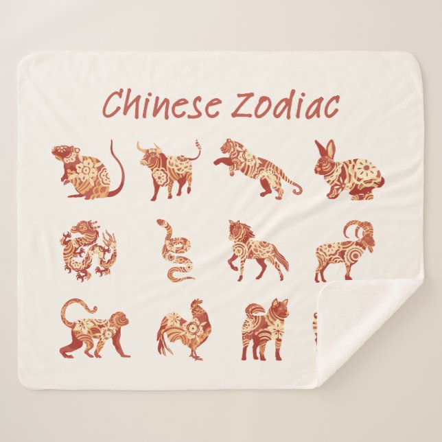 Chinese Zodiac Animal Sign  Sherpa Blanket (Front (Horizontal))