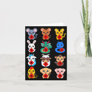 Chinese Zodiac Animal Signs Lunar New Year  Card