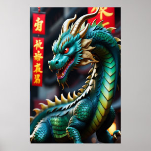 Chinese Zodiac Art Year Of The Dragon Glowpunk Poster