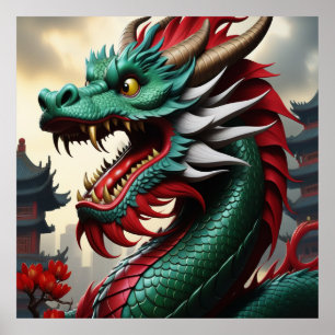 Chinese Zodiac Art Year Of The Dragon OrganicPunk Poster