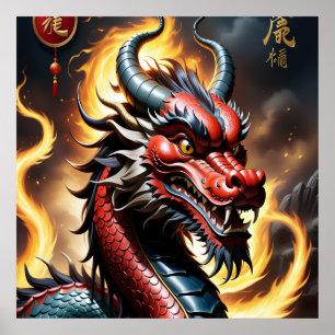 Chinese Zodiac Art Year Of The Dragon Realistic Poster