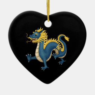 Chinese Zodiac Dragon Astrology Sign Black Ceramic Tree Decoration