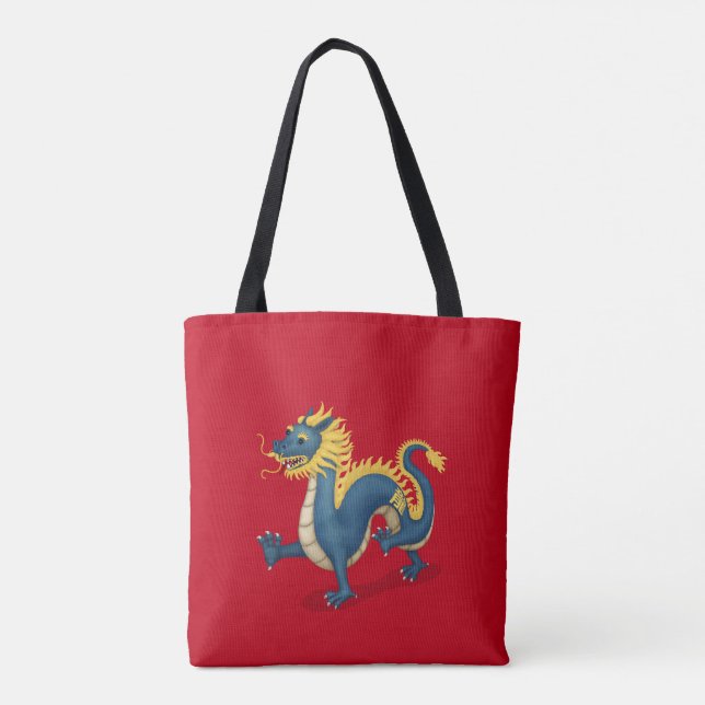 Chinese Zodiac Dragon Astrology Sign Red Tote Bag (Back)