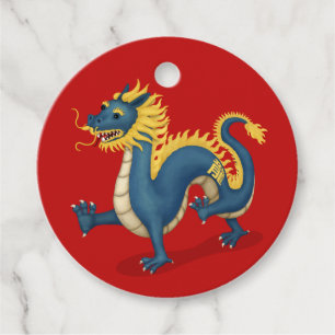 Chinese Zodiac Dragon Cute Astrology Sign Red Favour Tags