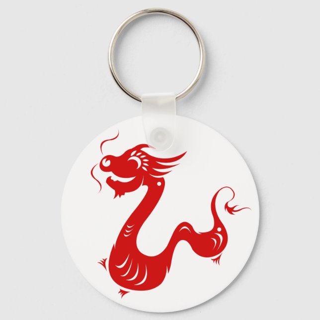 CHINESE ZODIAC DRAGON PAPERCUT ILLUSTRATION KEY RING (Front)