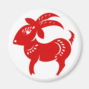 CHINESE ZODIAC GOAT PAPERCUT ILLUSTRATION MAGNET