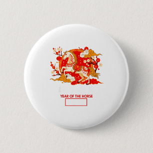 Chinese Zodiac Horse 2026 Decorations Year Of The 6 Cm Round Badge