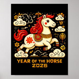 Chinese Zodiac Horse 2026 Lunar New Year Art Gift Poster
