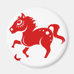 CHINESE ZODIAC HORSE PAPERCUT ILLUSTRATION MAGNET