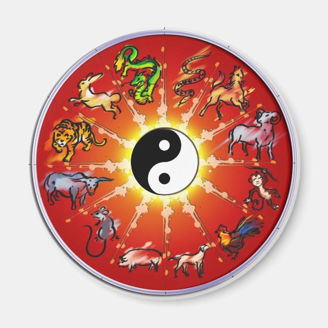Chinese Zodiac Magnet(Black Outline) Magnet (Front)