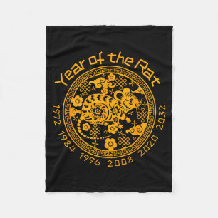 Chinese Zodiac New Year Of The Rat Sign  Fleece Blanket